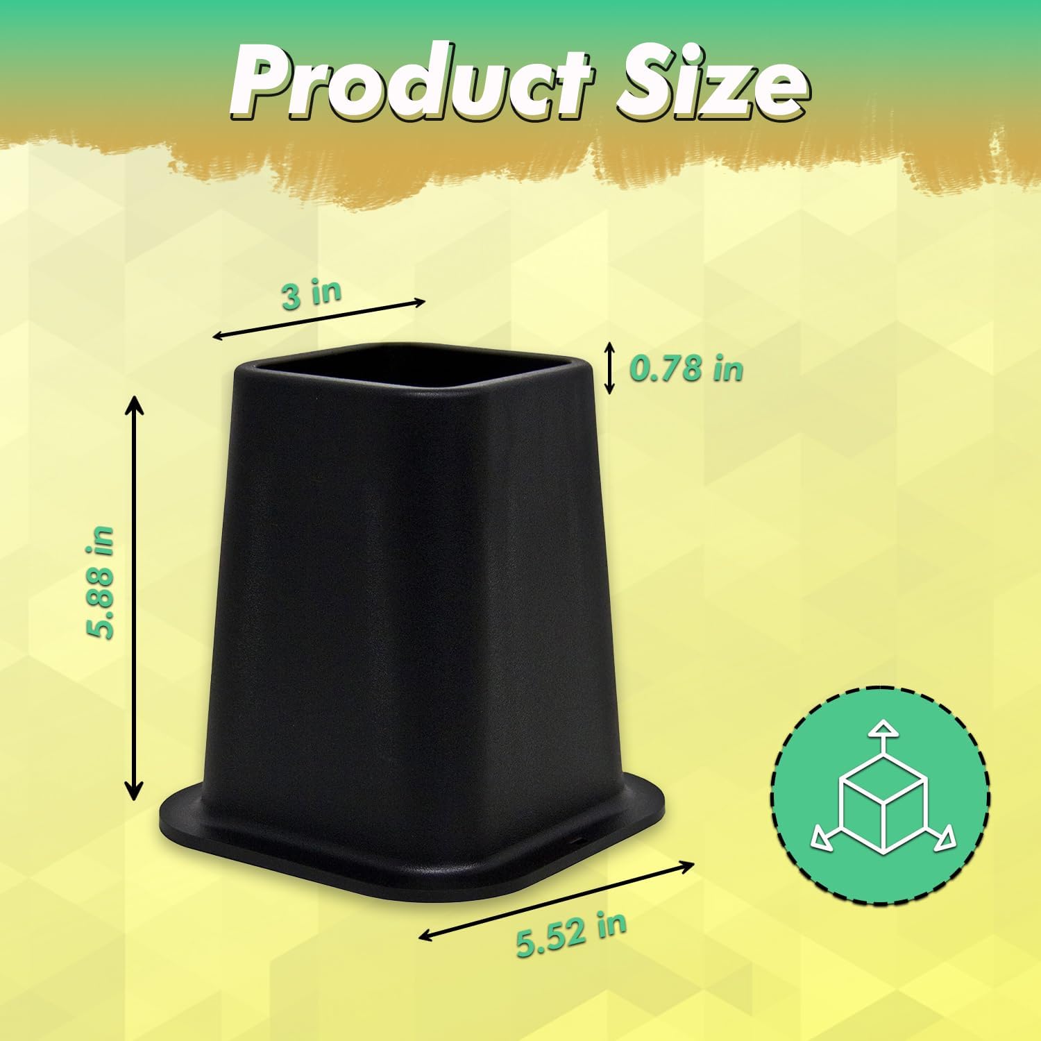 Sturdy Bed Risers for Sofa Desk Couch Table Black by Kings Brand