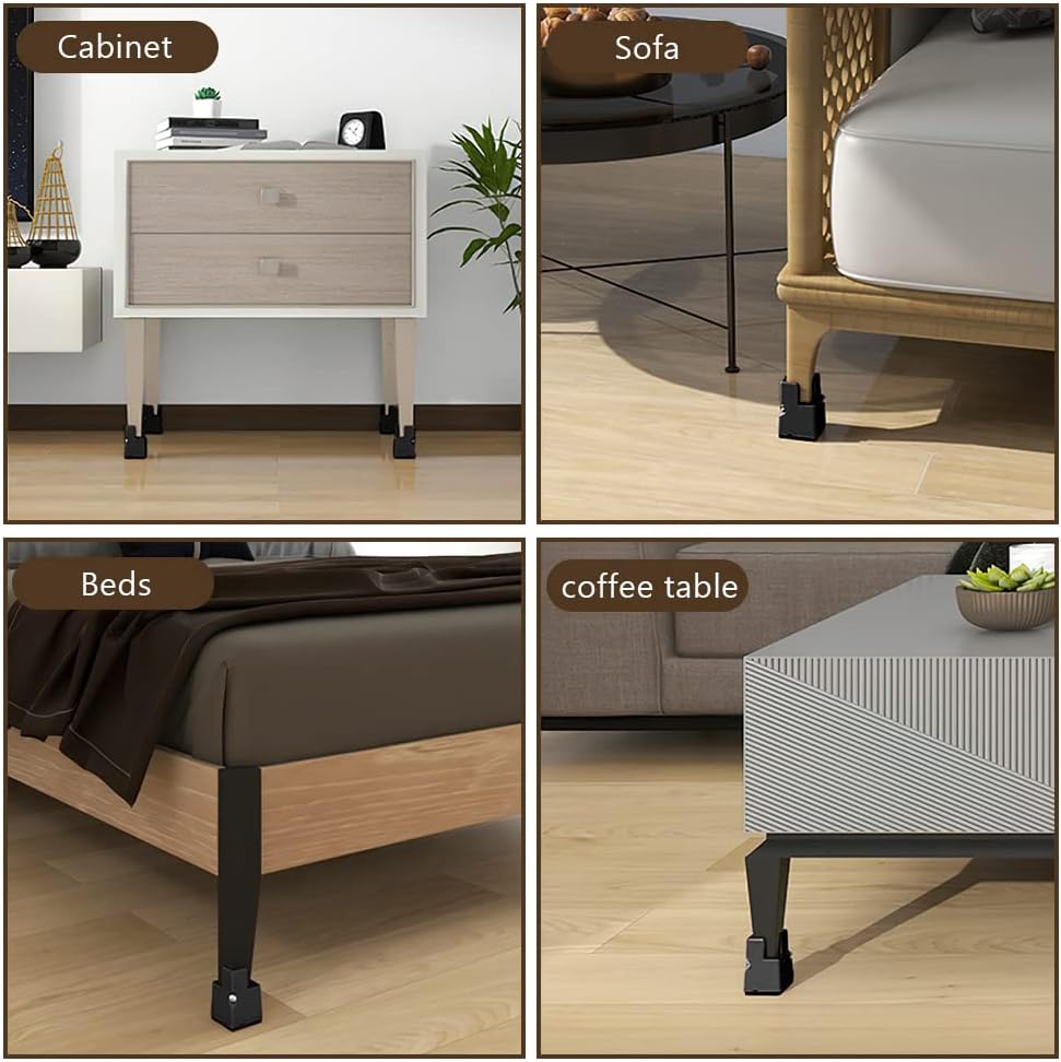 AUAUY Bed Risers 2 Inches Adjustable Clamp Mount for Square or Round Chair Legs