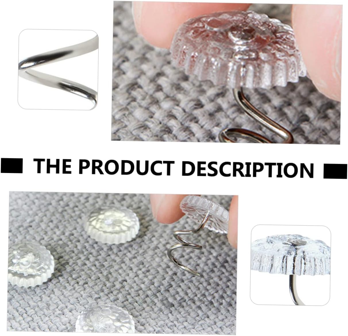 PRETYZOOM60-Piece Clear Twisting Push Pins for Bed Skirts and Sofa Covers - Easy to Remove and Install