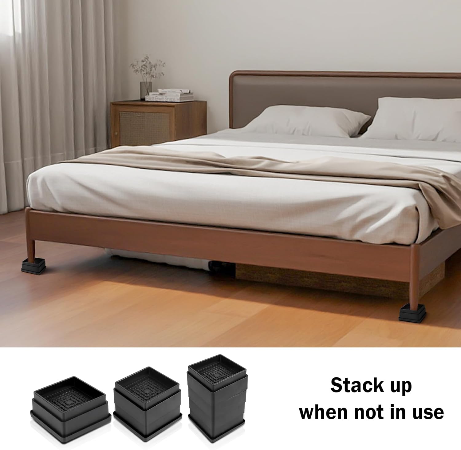 Adjust Your Bed - Stackable Elevation Risers with 4 Positions for Sofa Chair Tables 1-inch Adjustment