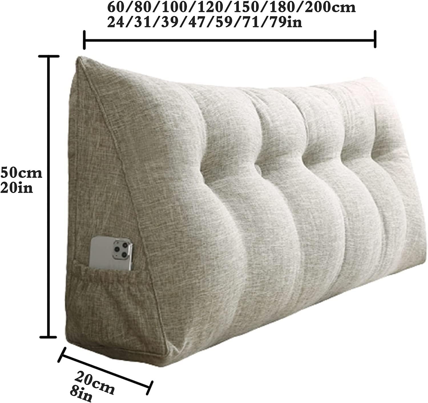 BBHW Wedge Pillow for Headboard or Sofa Bed Comfortable Stylish and Easy to Clean