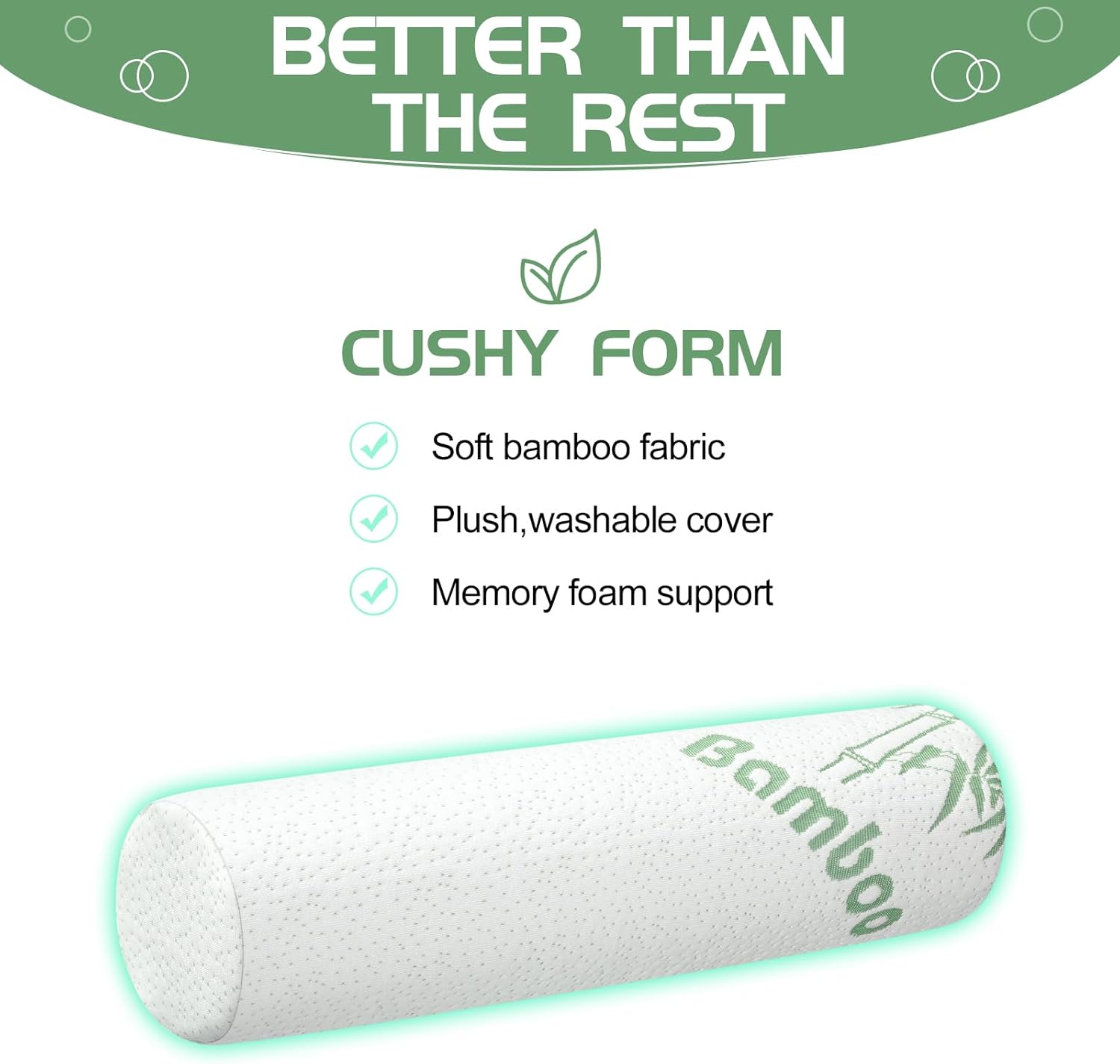 Bucherry Cervical Neck Roll Memory Foam Pillow - Supportive and Comfortable for Bed Travel and Yoga