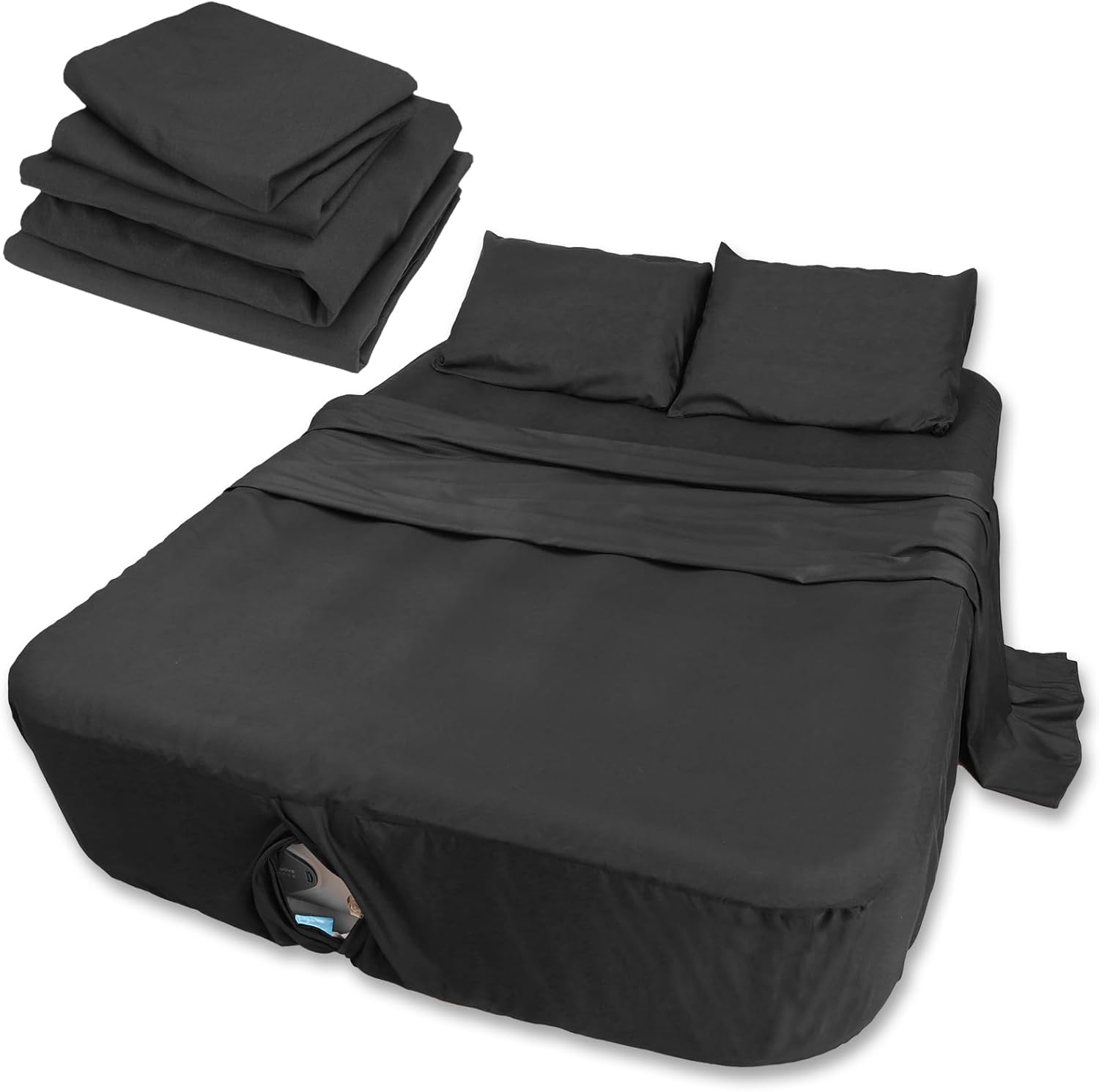 AEHISDHIE Extra Deep Pocket Air Mattress Sheets for Inflatable Mattresses Twin Set Black