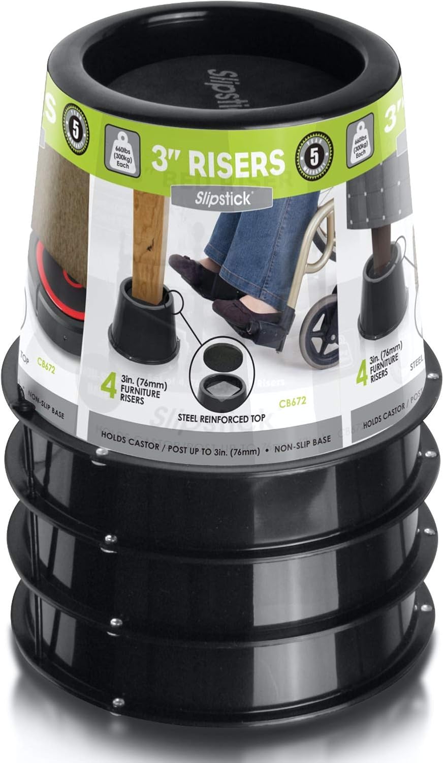 Stabilize Your Bed or Furniture with Slipstick CB672 4-Piece Bed Riser Set