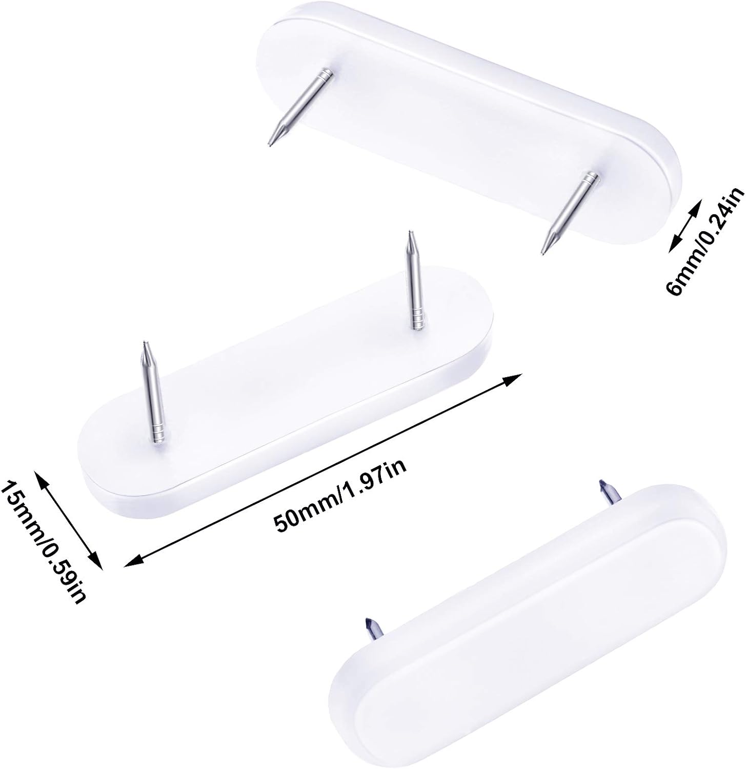 Secure Furniture Chair Leg Pins White Anti-Slip Protect Surface 60 Pcs for Slipping Skirts Bedskirts
