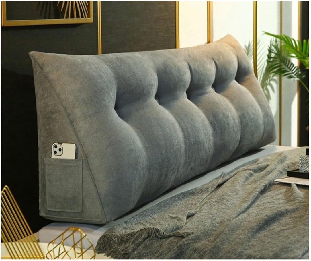 EORNOW Wedge Reading Pillow Headboard for Bed Rest Side Pocket Design Removable Cover
