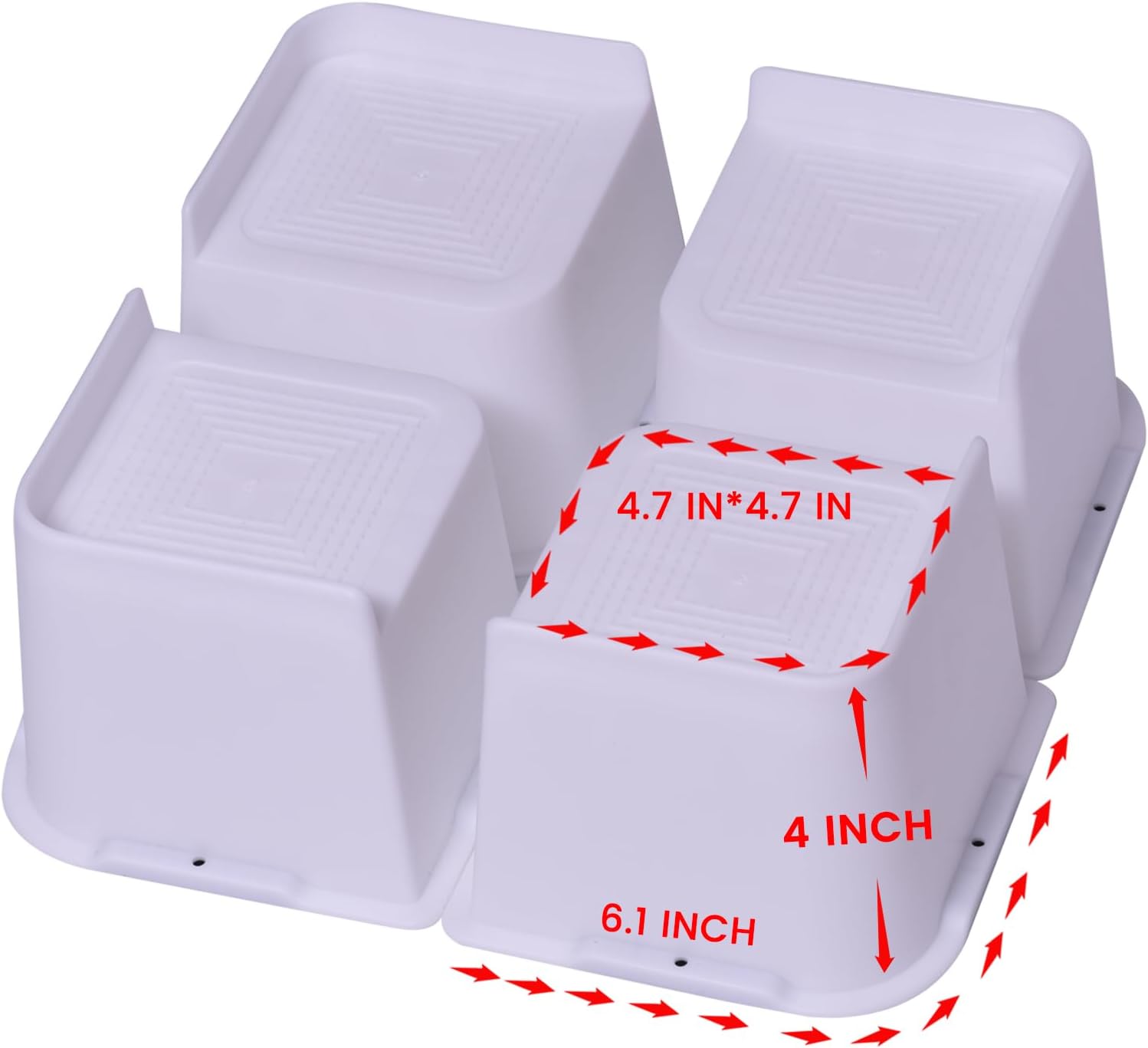 4 Inch Bed Risers 4 Pack White Heavy Duty Support Up to 6000 Lbs