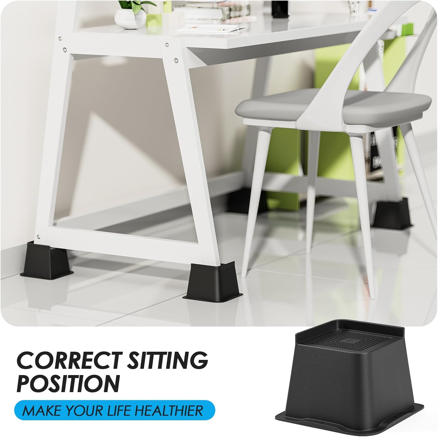 Premium 4-Inch PP Bed Risers - Heavy Duty and Slip-Resistant for Home and Office furniture