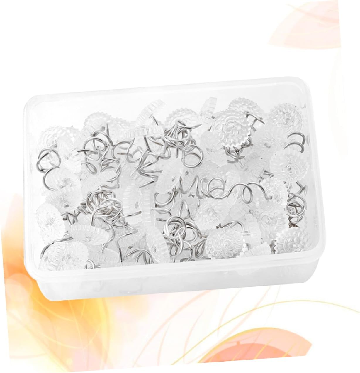 VOSAREA 100Pc Transparent Stainless Steel Upholstery Pins for Sofa Cushions Non-Marking Fixation Nails