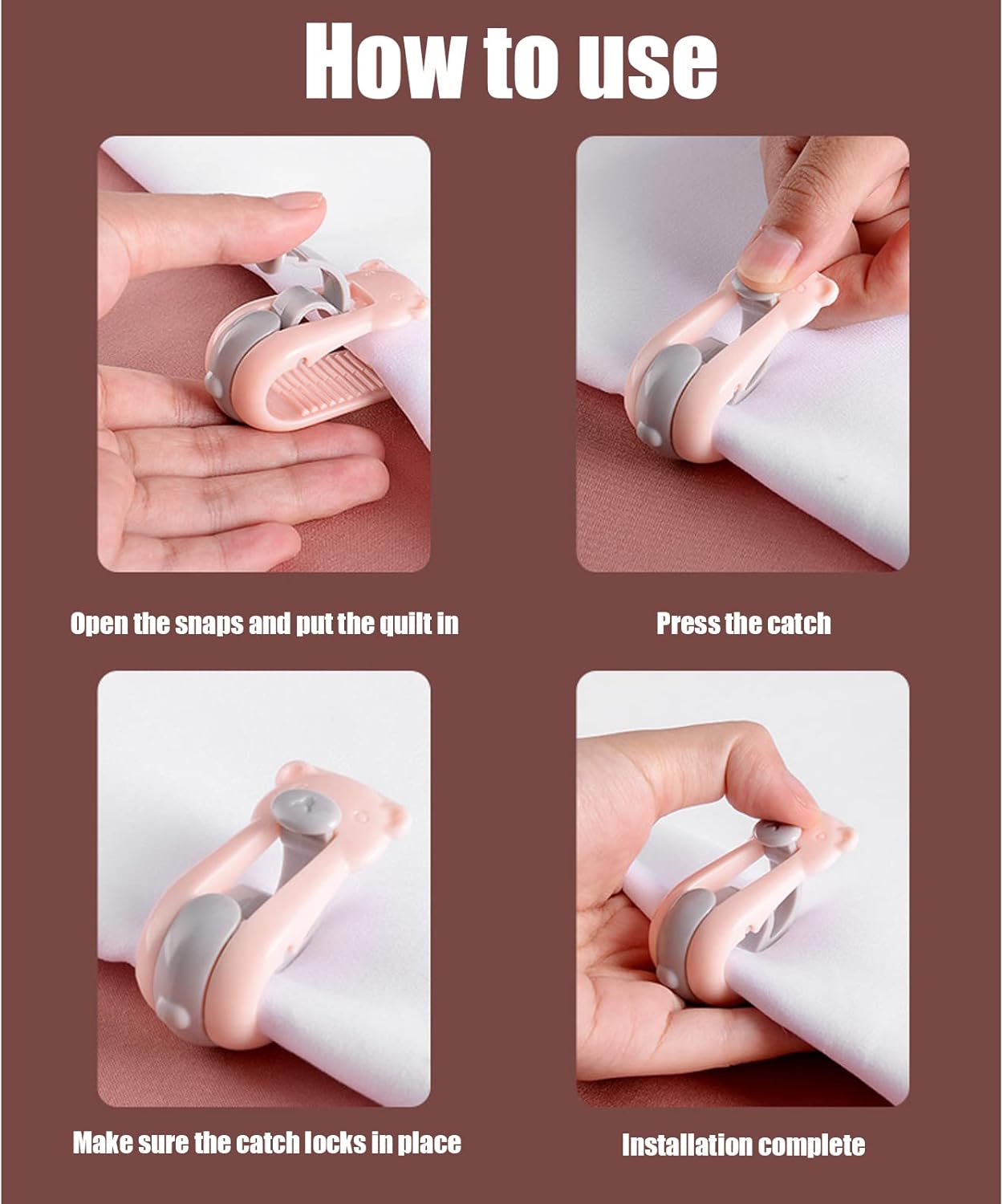 Suxgumoe Bear-shaped Duvet Cover Clips 6PCS Anti-Slip Quilt Fastener No Need for Pins Green