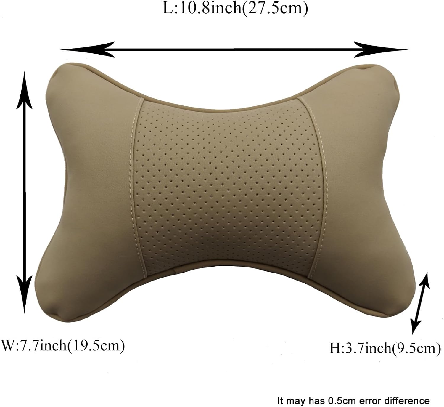 Protection for Neck Cervical Plus Comfort All in Your Car 2-Piece Car Neck Pillow - Pu Leather Soft Durable Beige