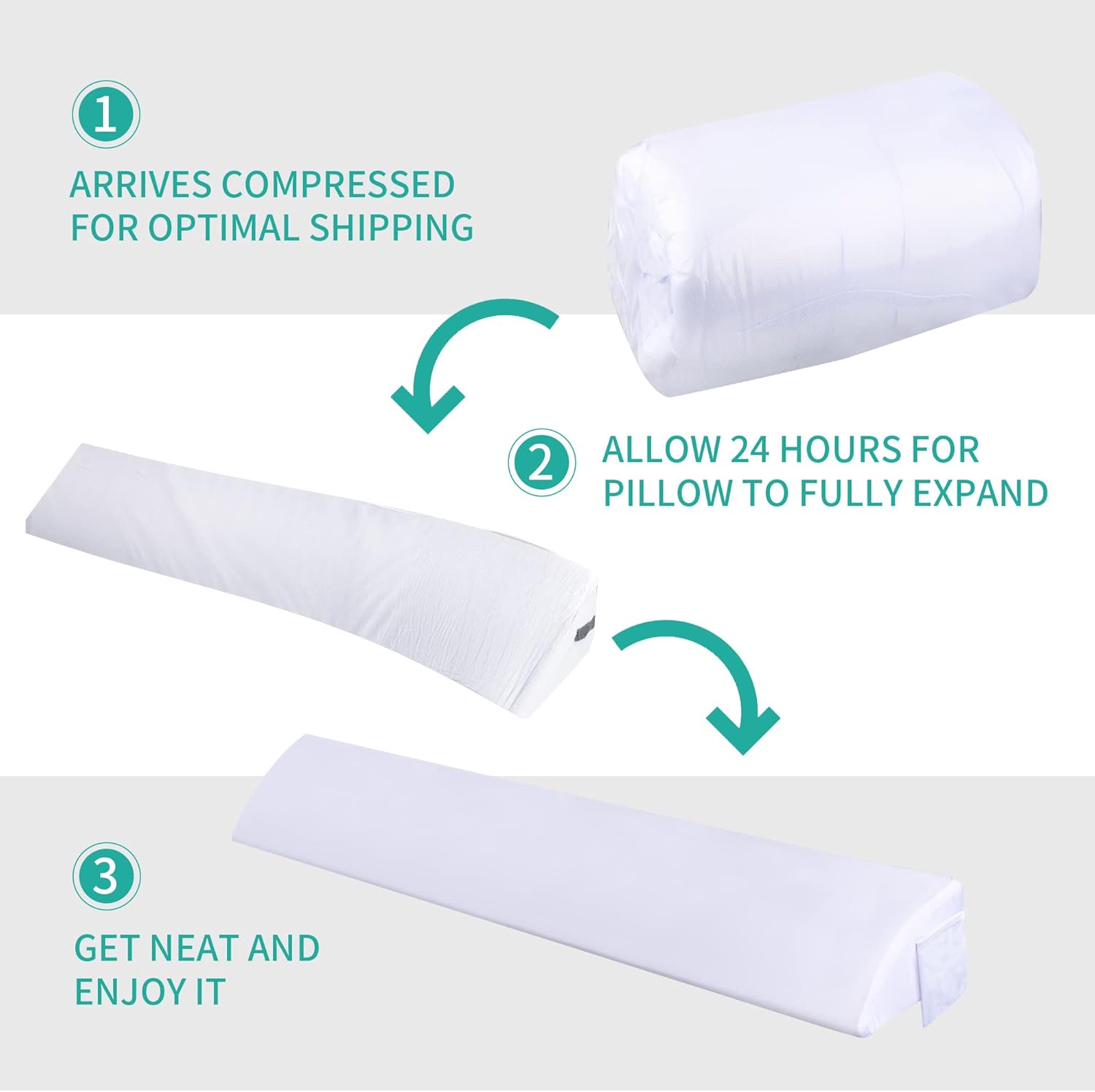 Moavica Bed Wedge Pillow for Headboard Mattress Gap Filler Durable Memory Foam