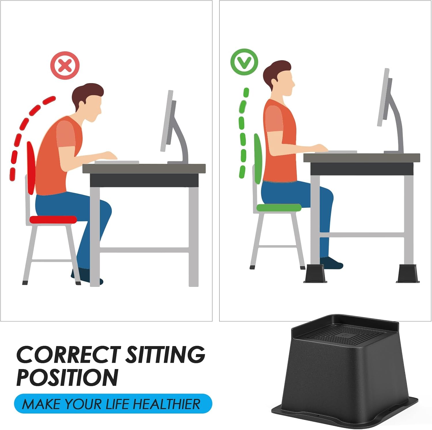 Premium 4-Inch PP Bed Risers - Heavy Duty and Slip-Resistant for Home and Office furniture