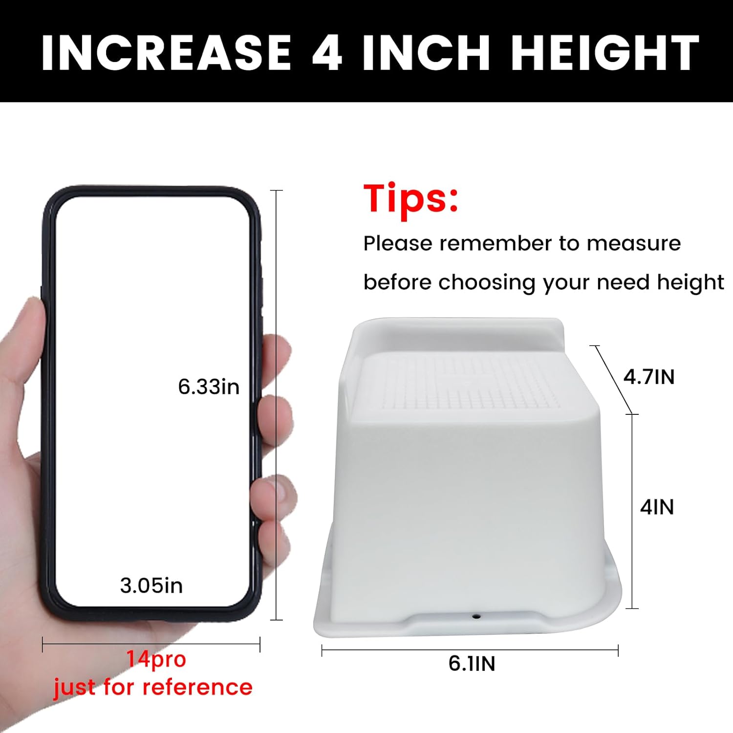 4 Inch Bed Risers 4 Pack White Heavy Duty Support Up to 6000 Lbs