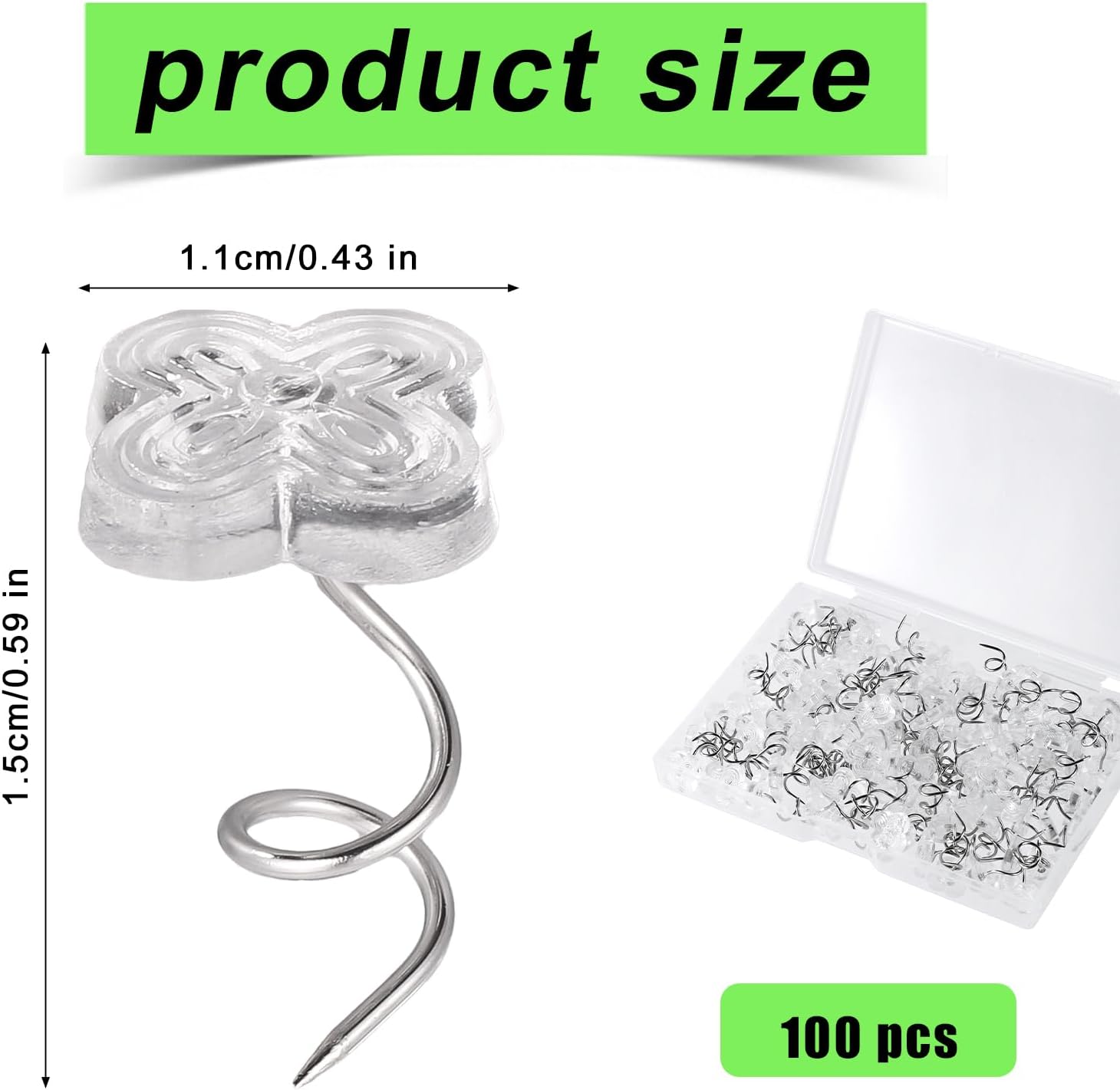 100-Piece Bed Skirt Pins Four-Leaf Clover Twist Pins for Upholstery Tacks and Slipcovers