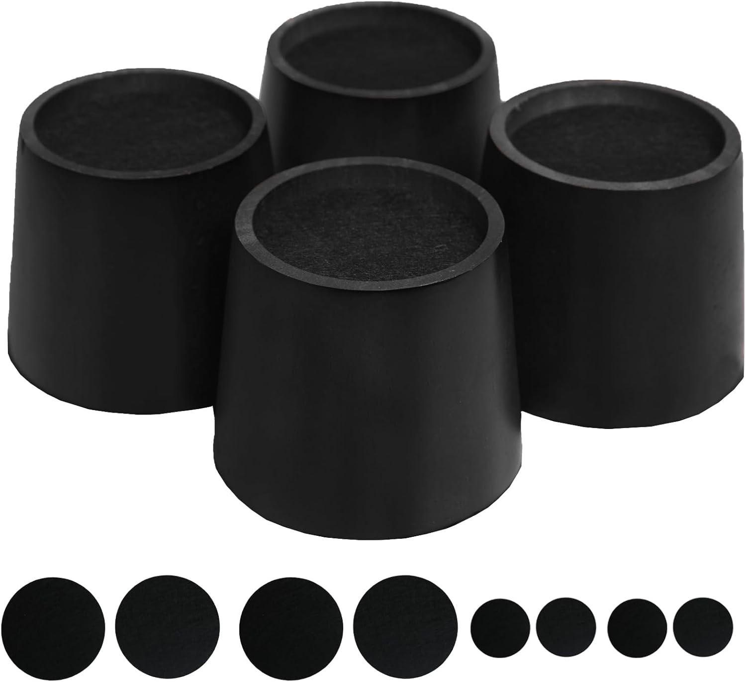 Black Tapered Bed Risers Set of 4 Heavy Duty Bed Risers with Felt Pads
