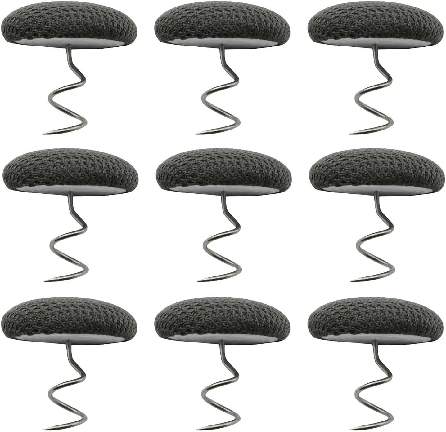 XGNG 12PCS Gray Fabric Covered Button Twist Pins for Bed Skirts and Sofa Covers