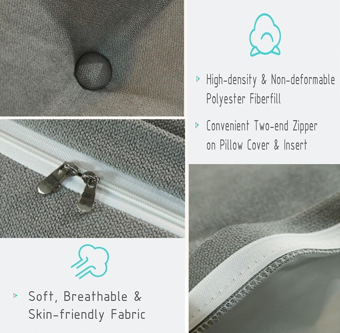 EORNOW Wedge Reading Pillow Headboard for Bed Rest Side Pocket Design Removable Cover