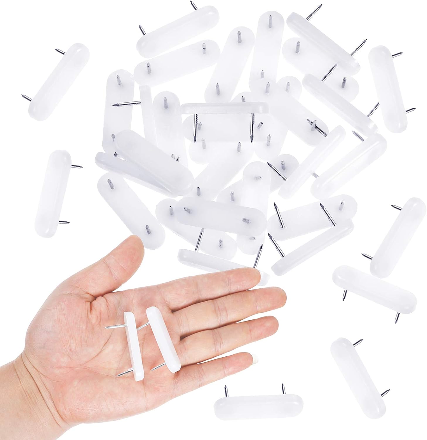 Secure Furniture Chair Leg Pins White Anti-Slip Protect Surface 60 Pcs for Slipping Skirts Bedskirts