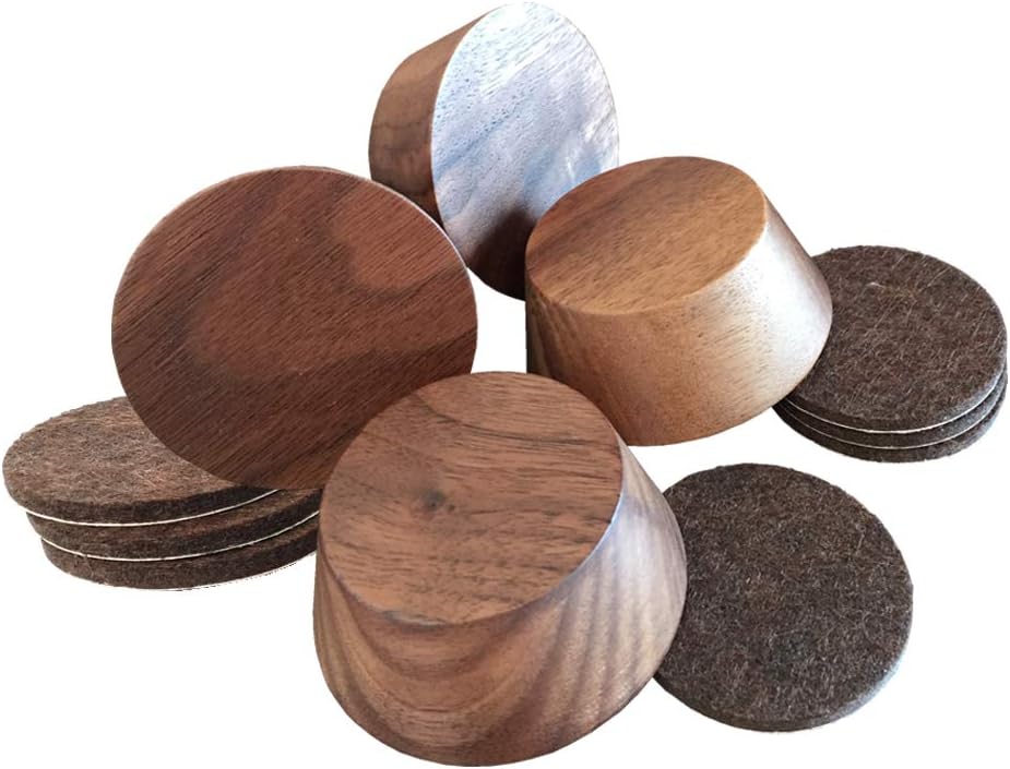 Premium Walnut Wood Furniture Risers - Extra 1 Inch Height Perfect for Cleaning Convenience