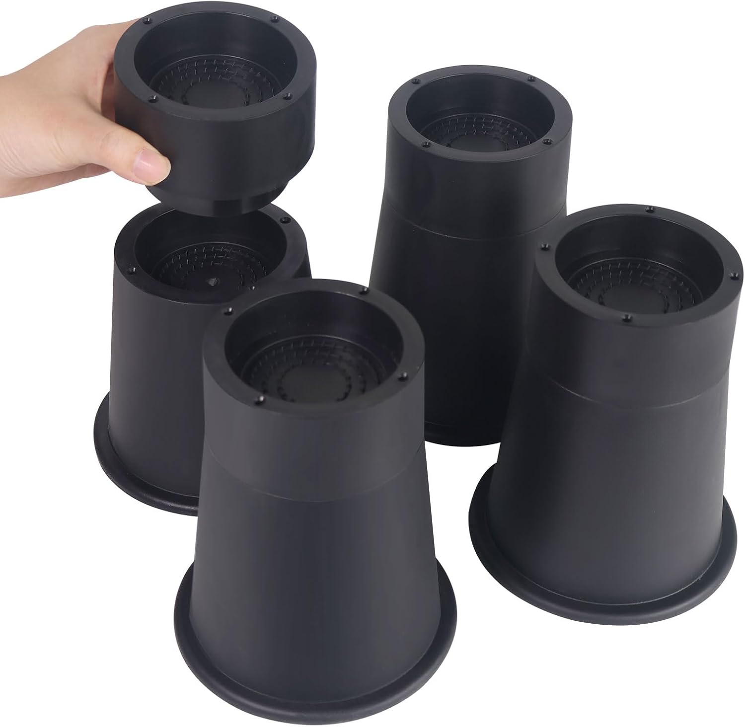 6-Inch Round Heavy Duty Bed Risers with Anti-Slip Shock Absorbing Design