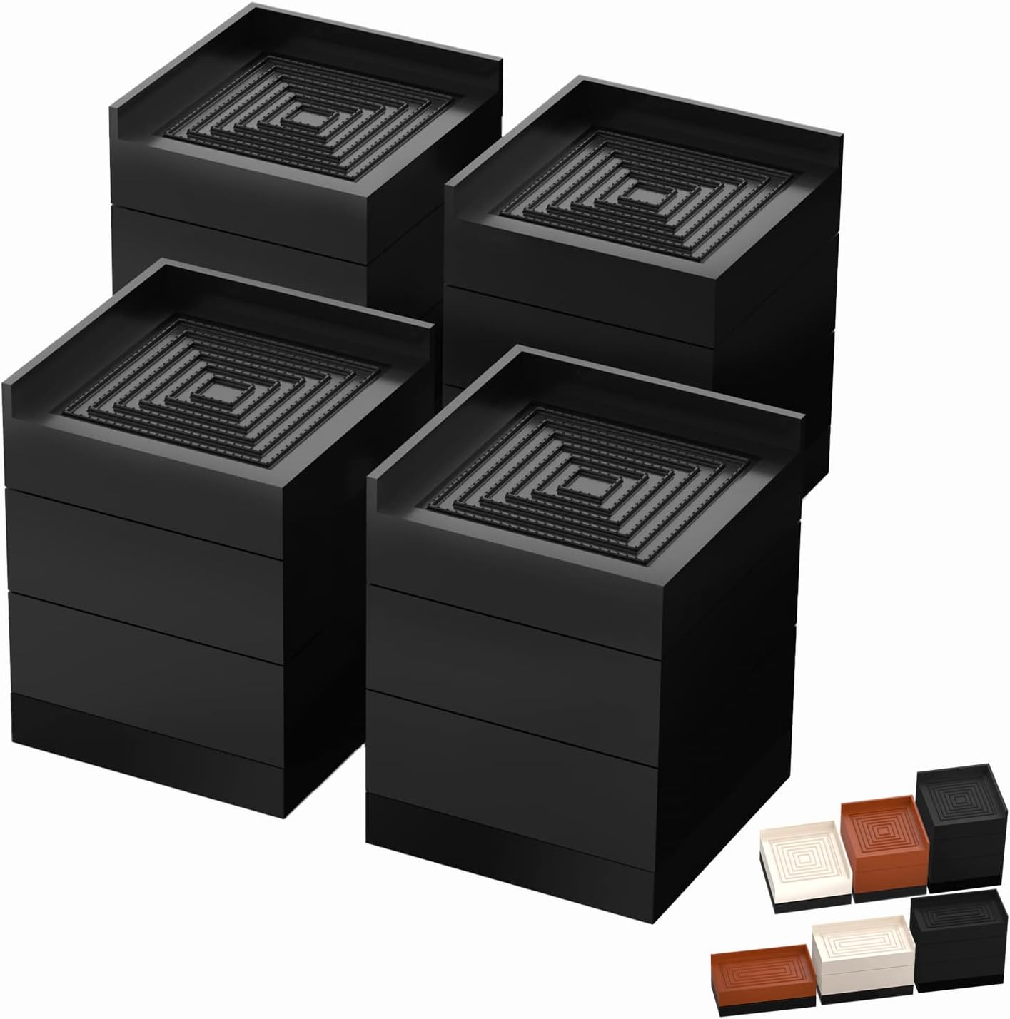 Furniture Risers Tclouda bed sofa desk chair legs fridge lift to 4 in - Black Square
