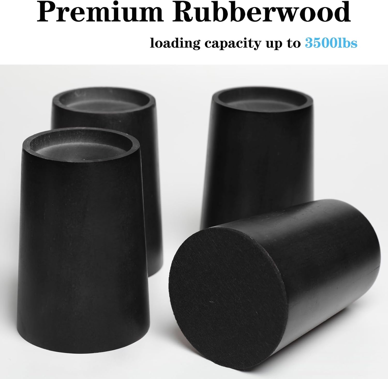 Black Tapered Bed Risers Set of 4 Heavy Duty Bed Risers with Felt Pads