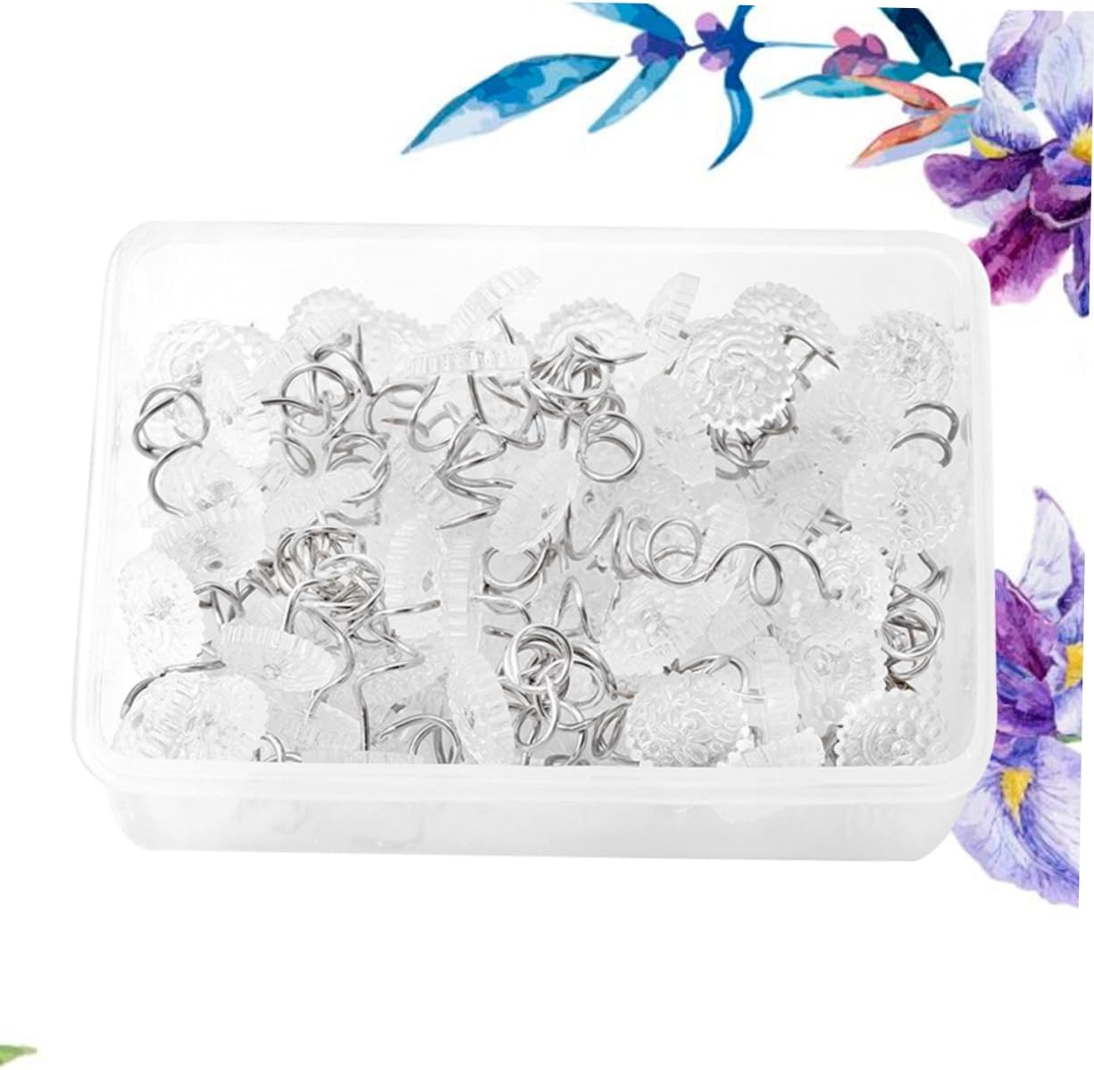 VOSAREA 100Pc Transparent Stainless Steel Upholstery Pins for Sofa Cushions Non-Marking Fixation Nails