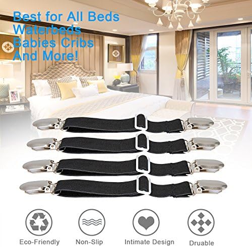 BetyBedy 4Pcs Adjustable Sheet Fasteners Suspenders Holder