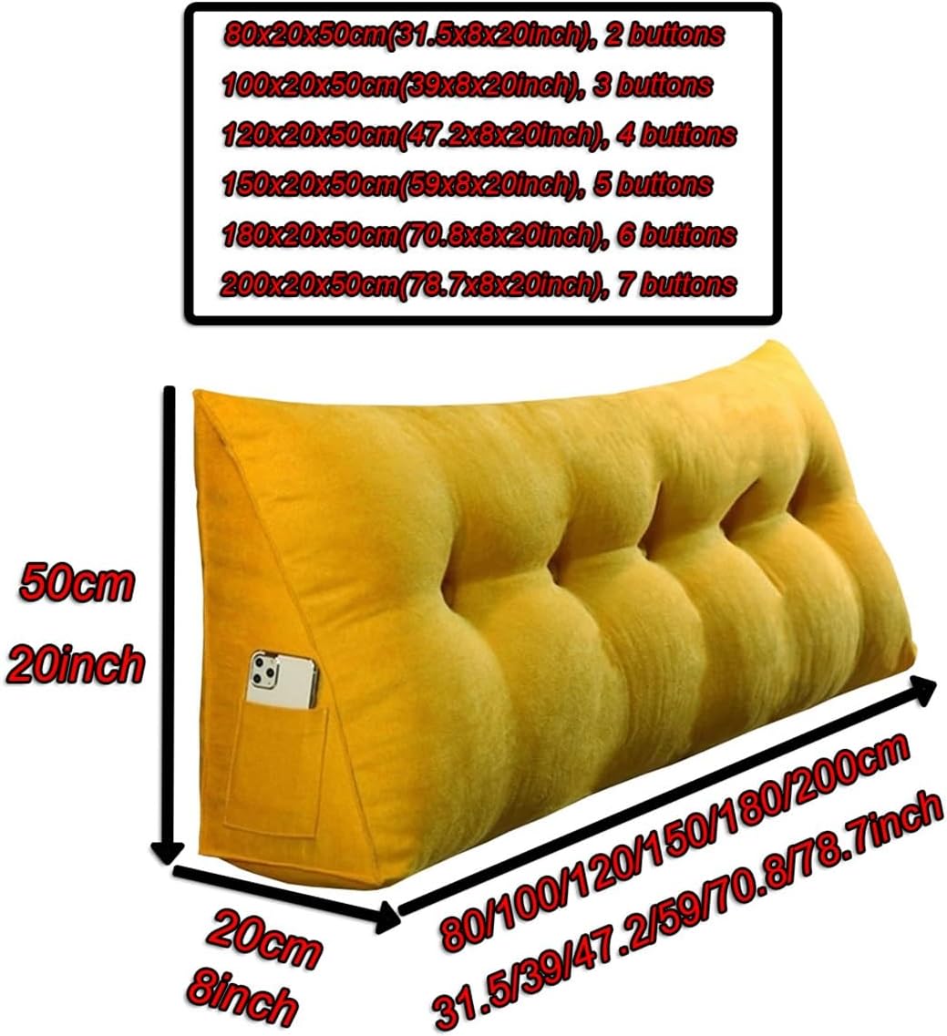 EORNOW Wedge Reading Pillow Headboard for Bed Rest Side Pocket Design Removable Cover