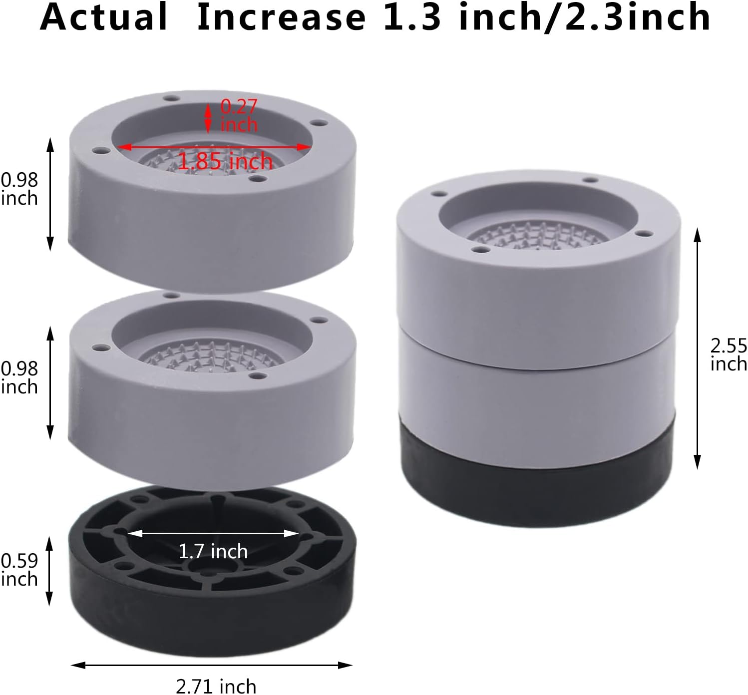 Adjustable Bed Risers 4-Piece Set - Durable for Beds Sofas Tables 1300 lbs Capacity