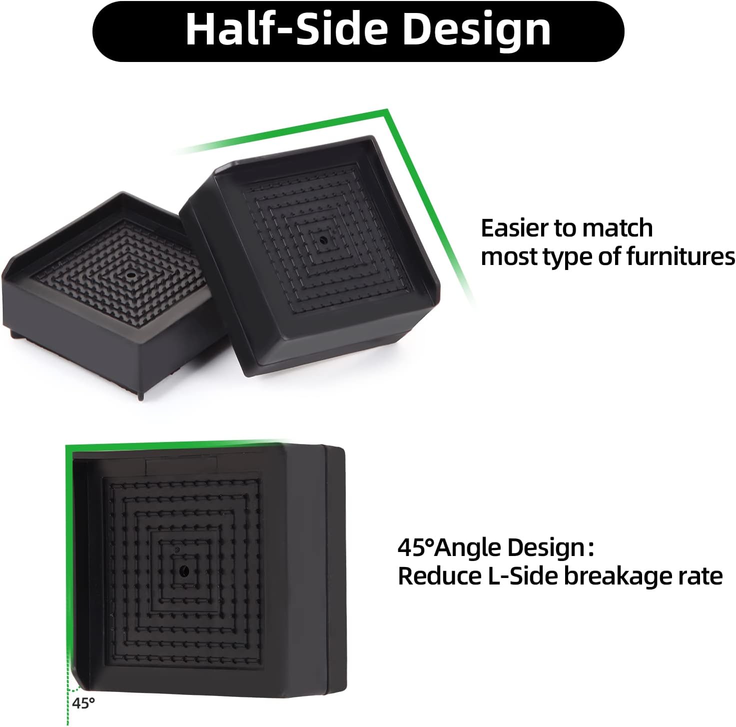 Diveken 15 Heavy-Duty Furniture Risers for Beds Desks Sofa Table and more Black Set of 4