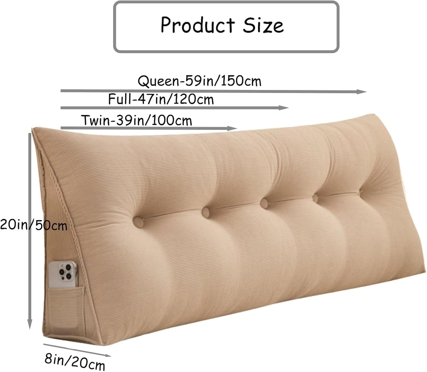Escape any room comfort with TESICAs largest triangular headboard pillow for Queen Beds