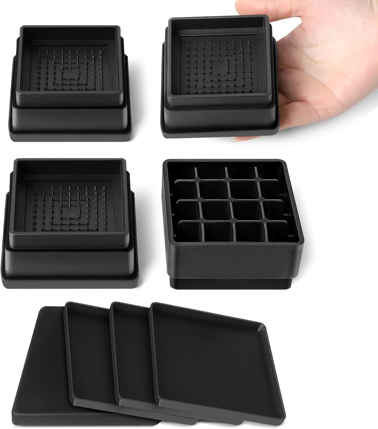 Adjust Your Bed - Stackable Elevation Risers with 4 Positions for Sofa Chair Tables 1-inch Adjustment