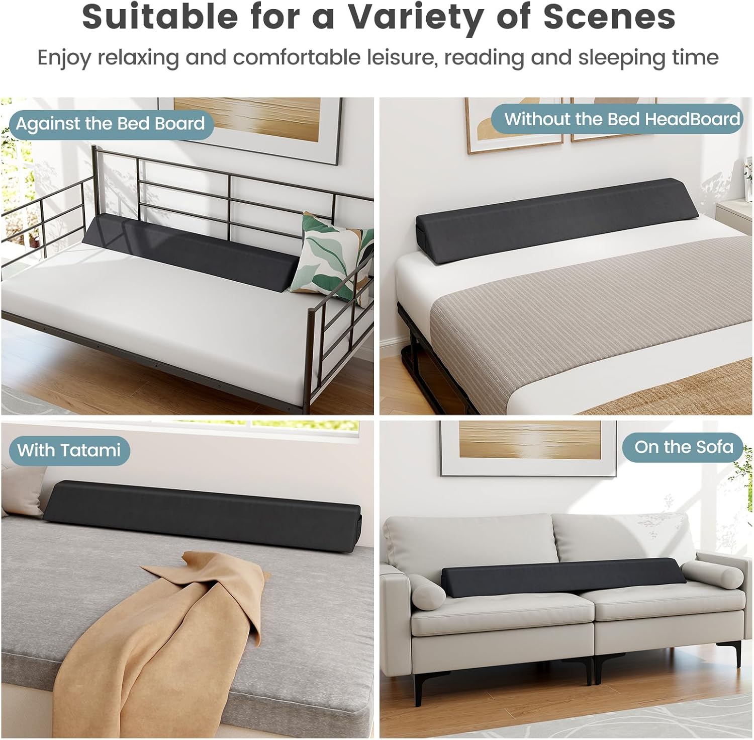 Giantex Full Size Bed Wedge Pillow for Gap Filler Headboard and Mattress Support Grey