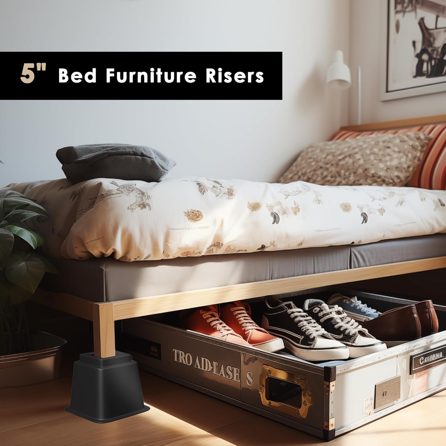 Sturdy Bed Riser Stackable 4-9 inches - Durable and Space-Saving for Your