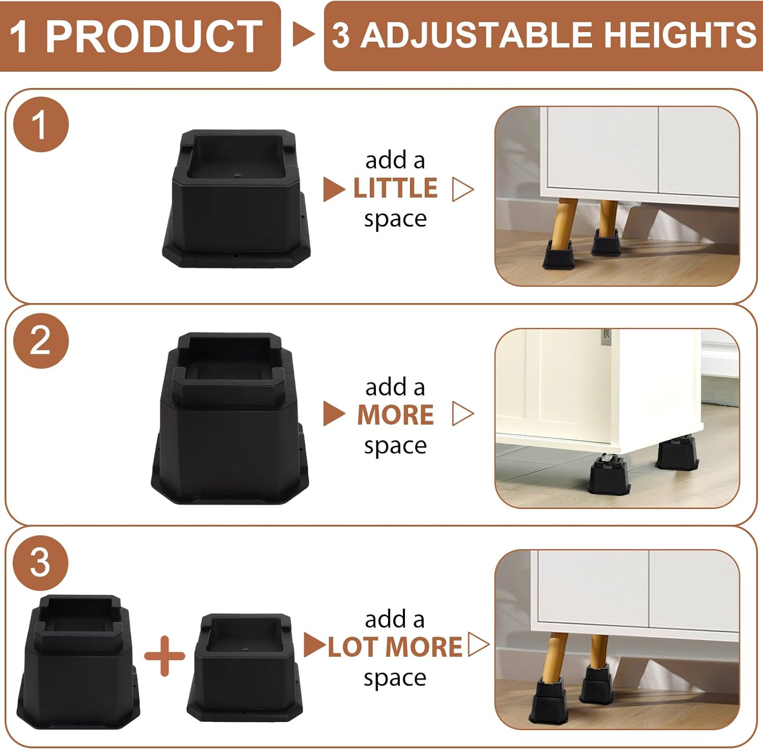 Adjustable Bed Riser Elevator - Shouwuhho Best Bed riser for Sofa Couch Table Raise Save Space