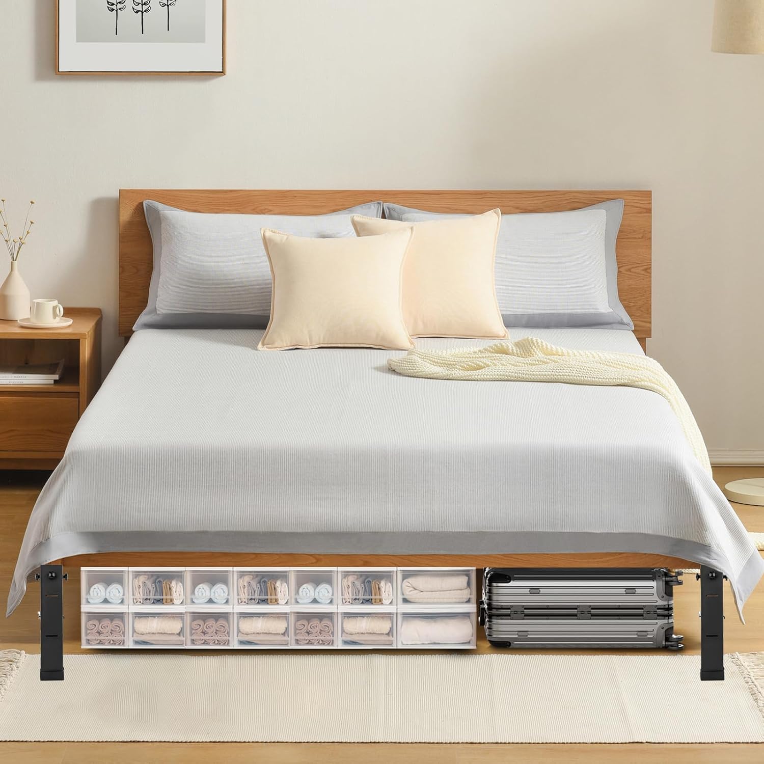 Multi-Height Metal Bed Risers - Heavy Duty Storage Solution for Your Bed Sofa or Table