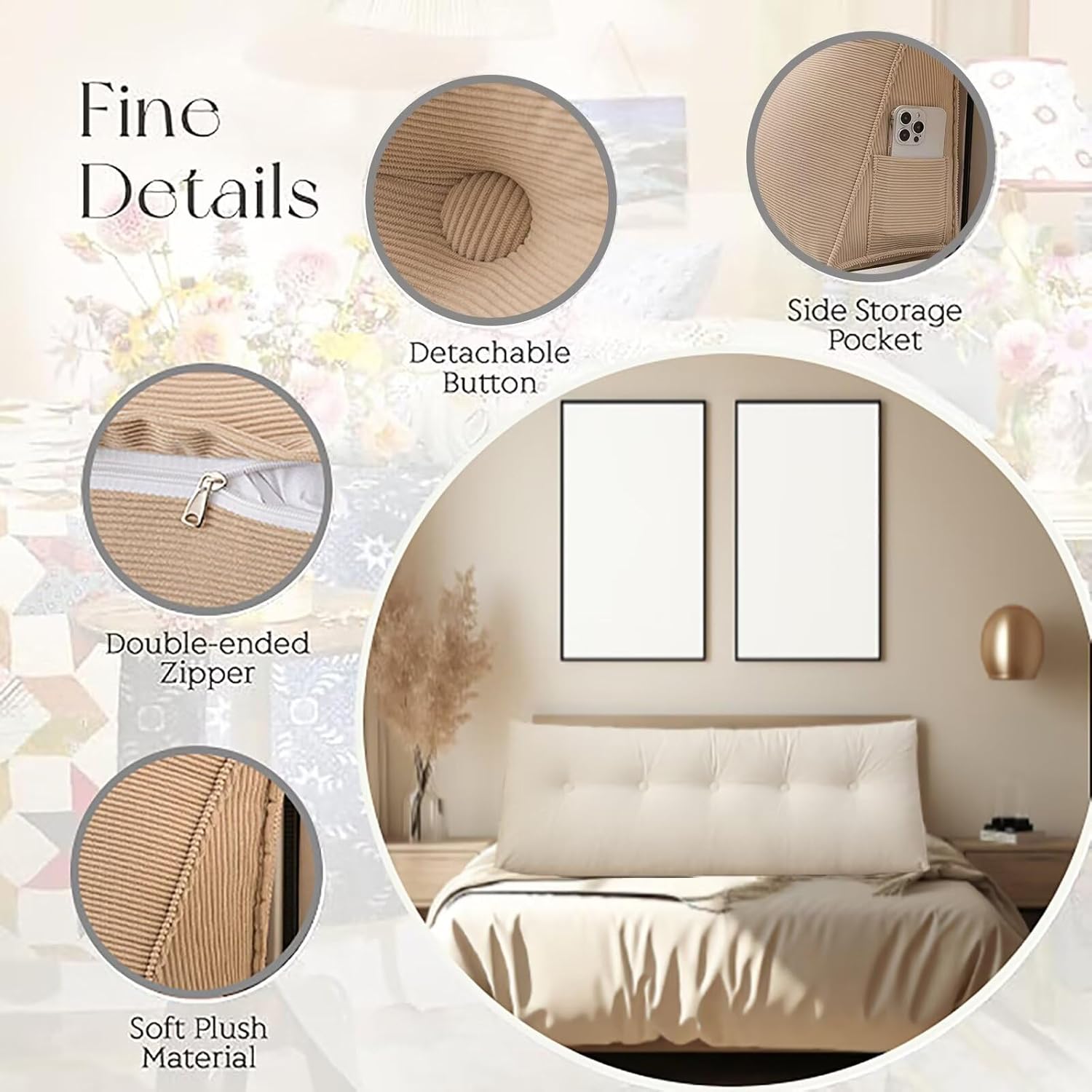 Escape any room comfort with TESICAs largest triangular headboard pillow for Queen Beds