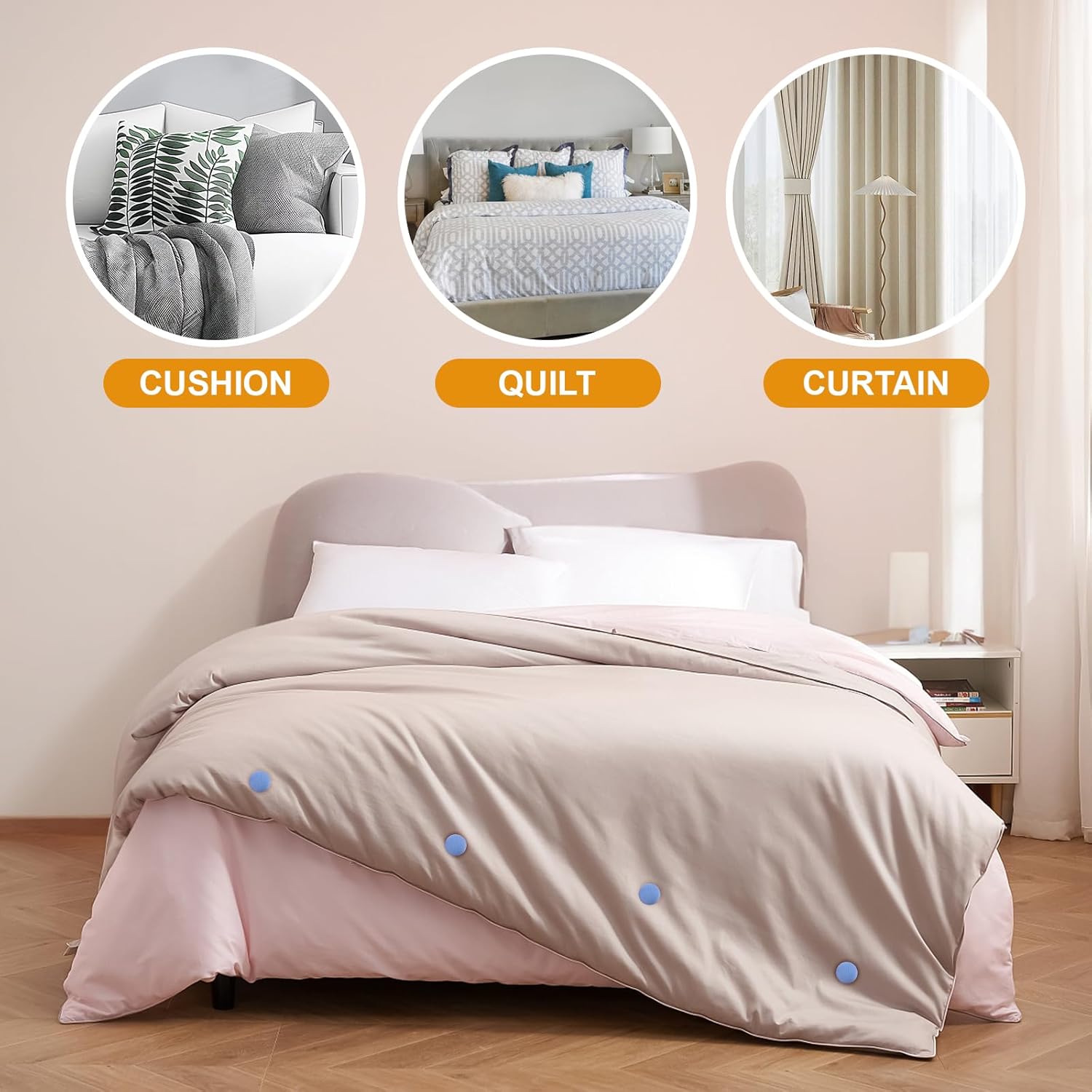 20-Piece Duvet Cover Clips Fastener with 1-Button Lock Durable Easy to Install for Curtains Quilts More