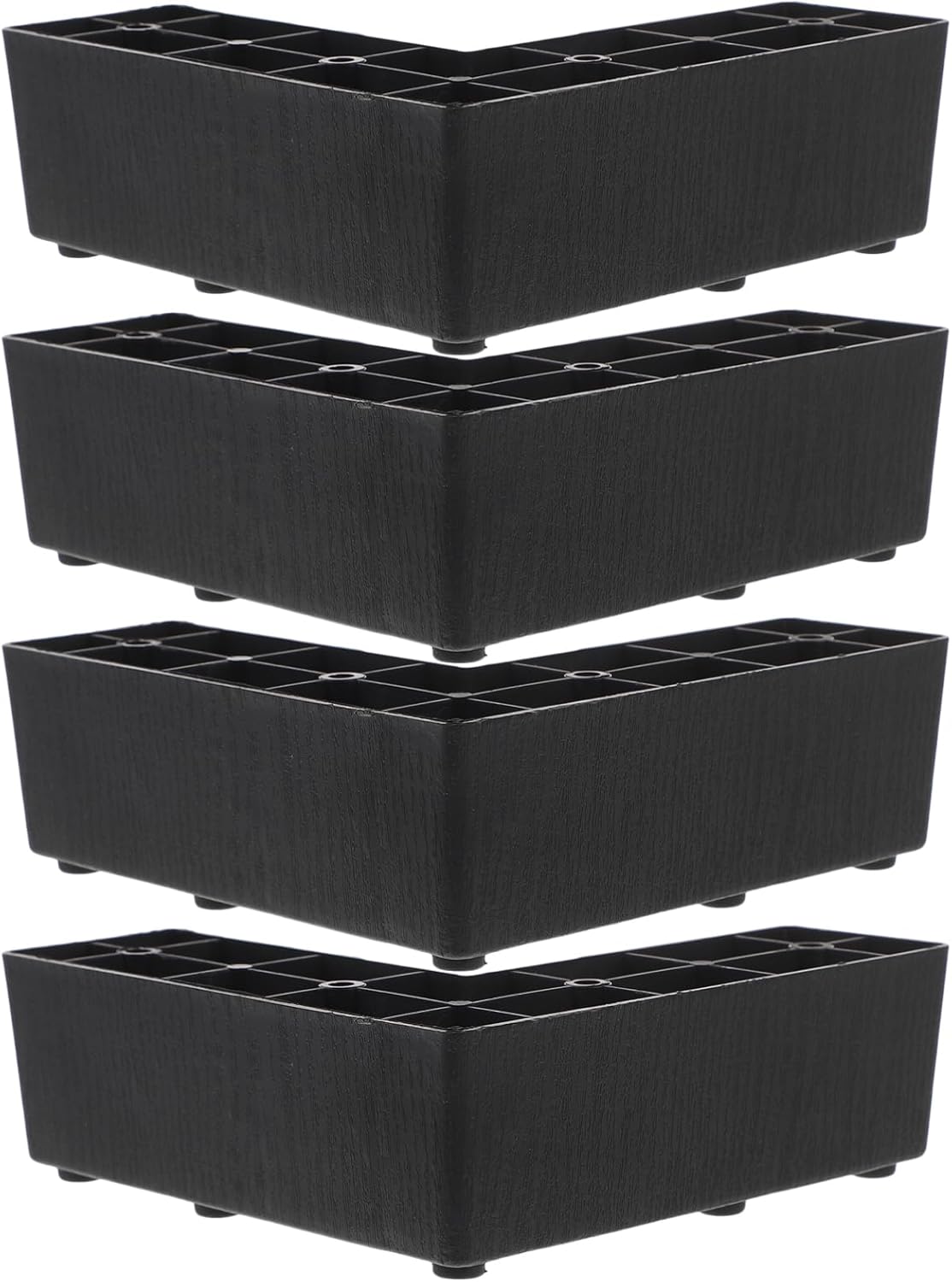 Black Plastic Bed Risers Set of 4 5cm Height Sturdy Support for Sofa Bed or Desk