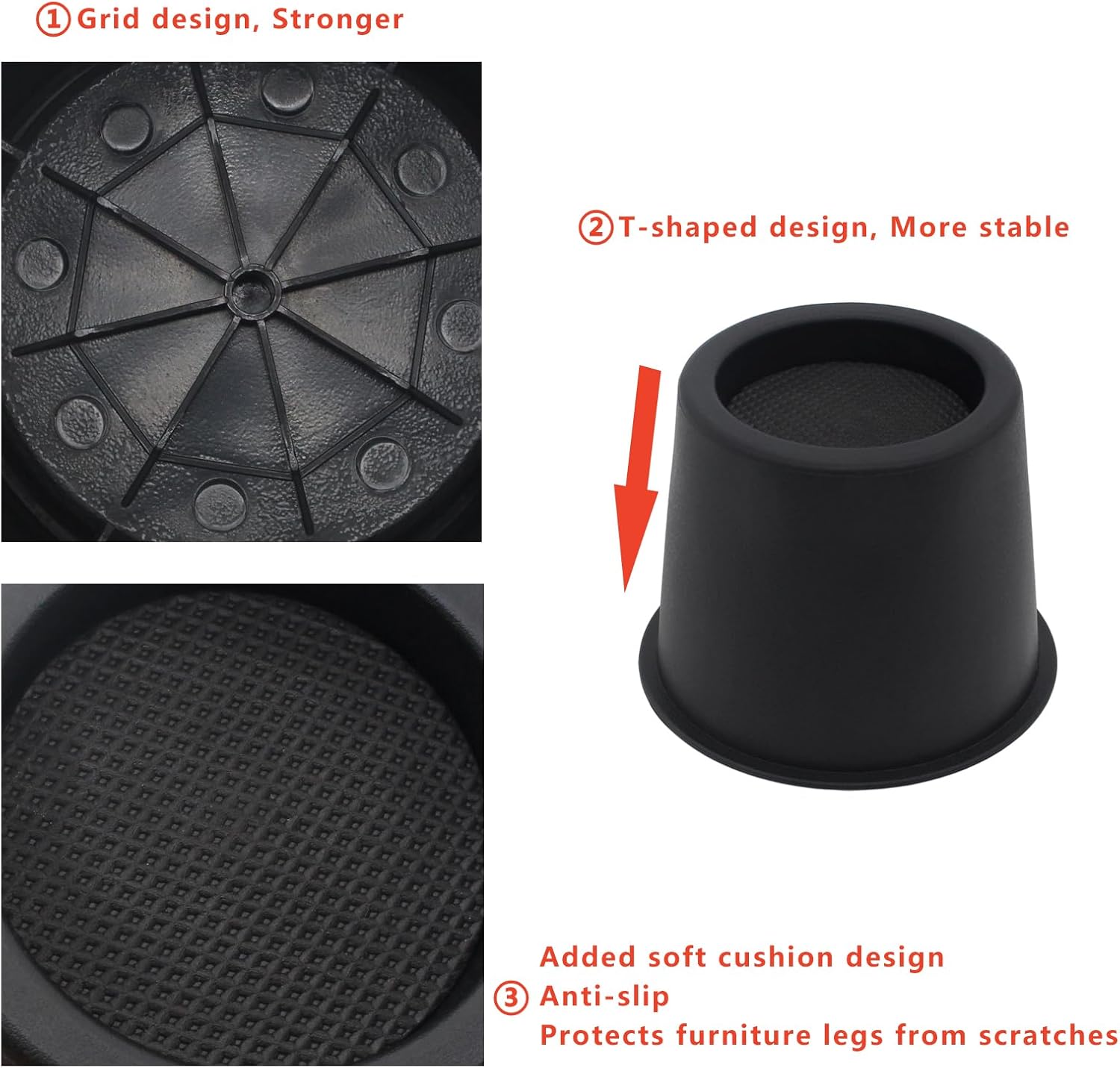 HANIHUA 9 Pack Bed Risers - 4 Heavy Duty for Sofa Bed Desk 3600 lbs Capacity Anti-Slip