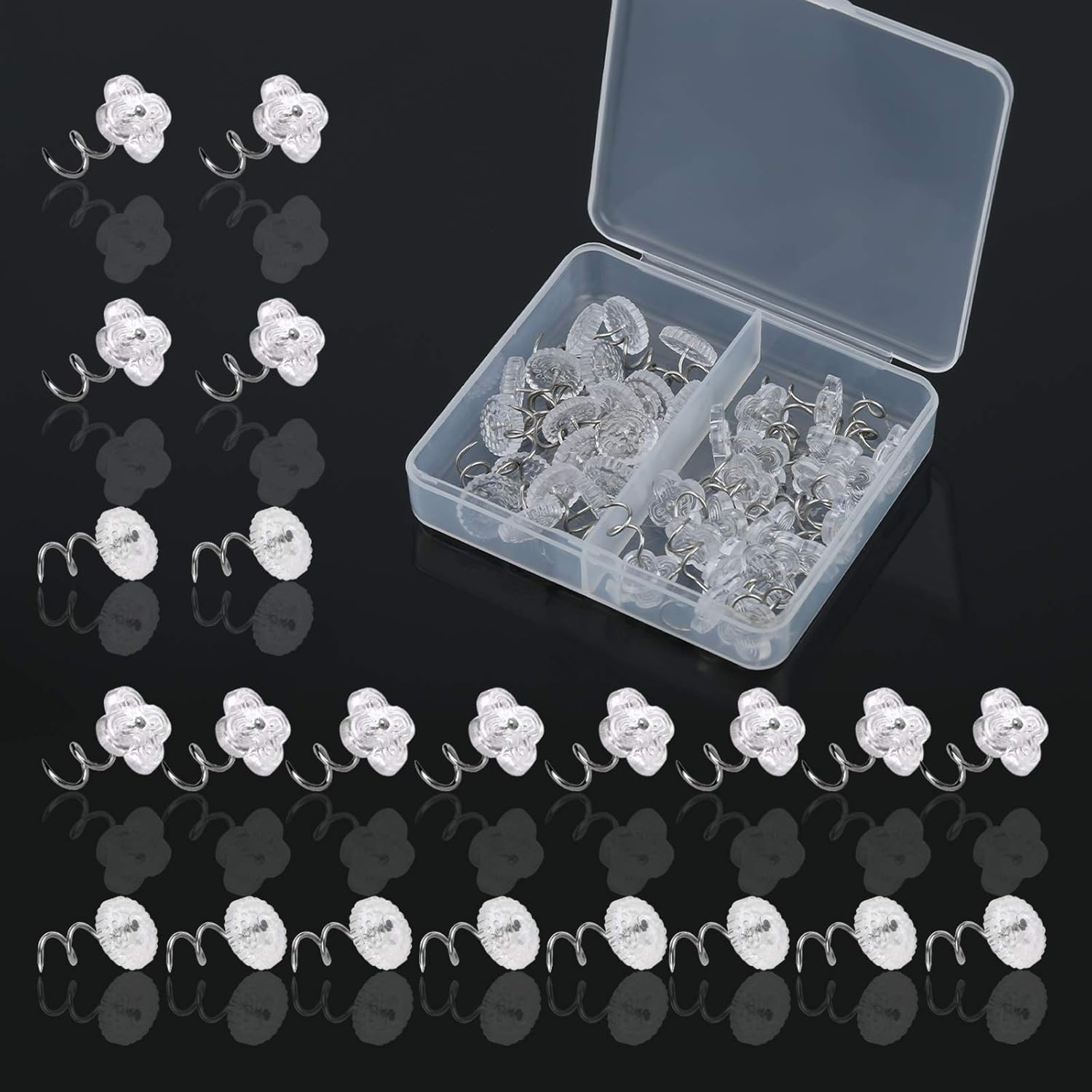 Affordable 40 PCS Upholstery Tacks Twist Pins with Storage Box for Bedskirts and Upholstery 059 Inches
