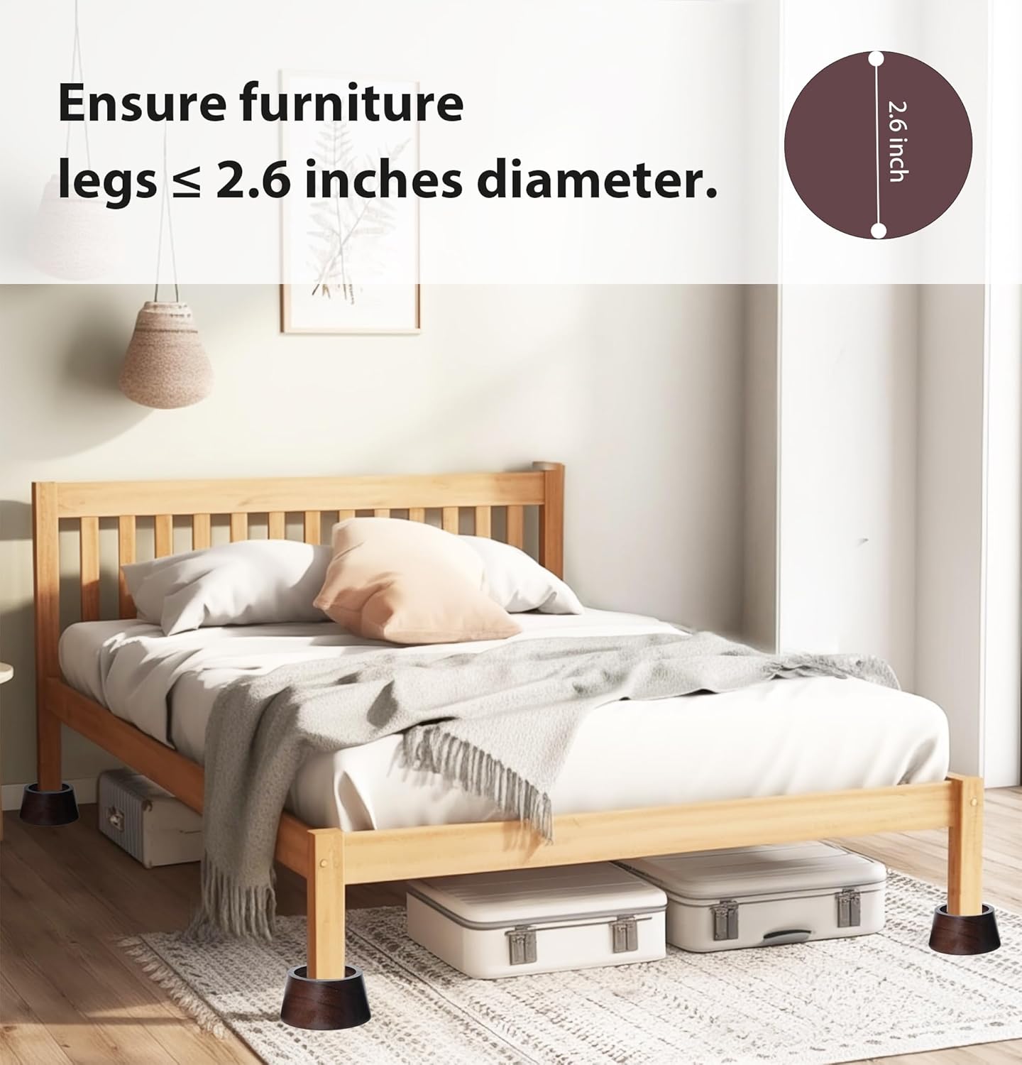 bed risers Premium Pine Wood Support 2 Inch Lift Heavy-Duty Dark Brown