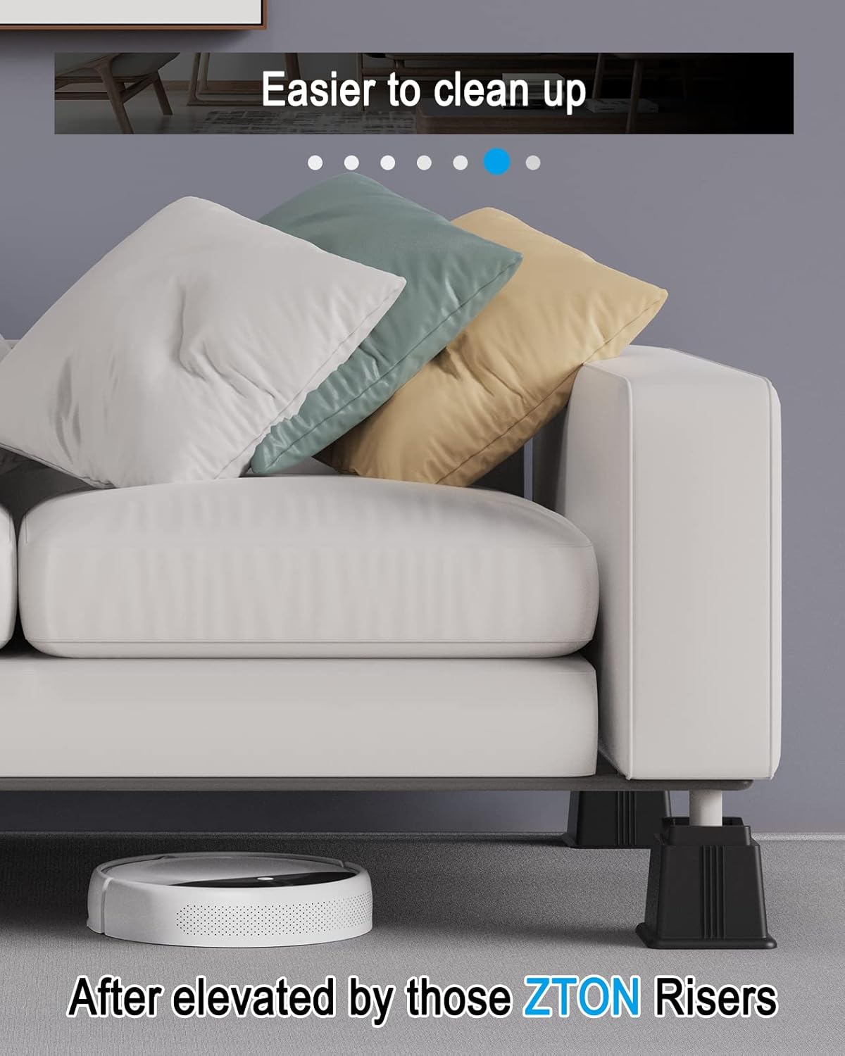ZTON Adjustable Bed Risers - Up to 8 Height - Durable versatile for Sleep Sofa and Storage
