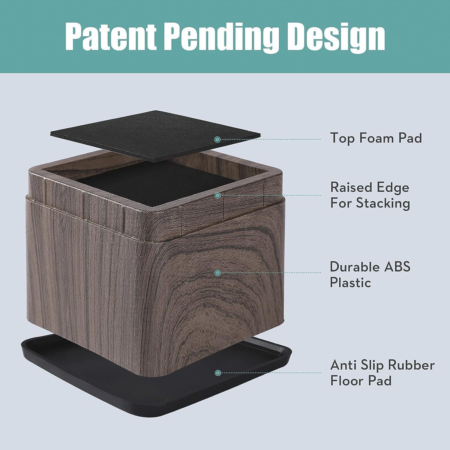 Exceptional 3-Inch Stackable Bed Risers Heavy Duty with Real-Woodprint Elevate Your Comfort