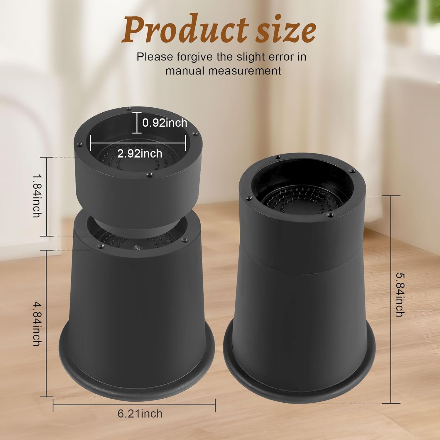 6-Inch Round Heavy Duty Bed Risers with Anti-Slip Shock Absorbing Design