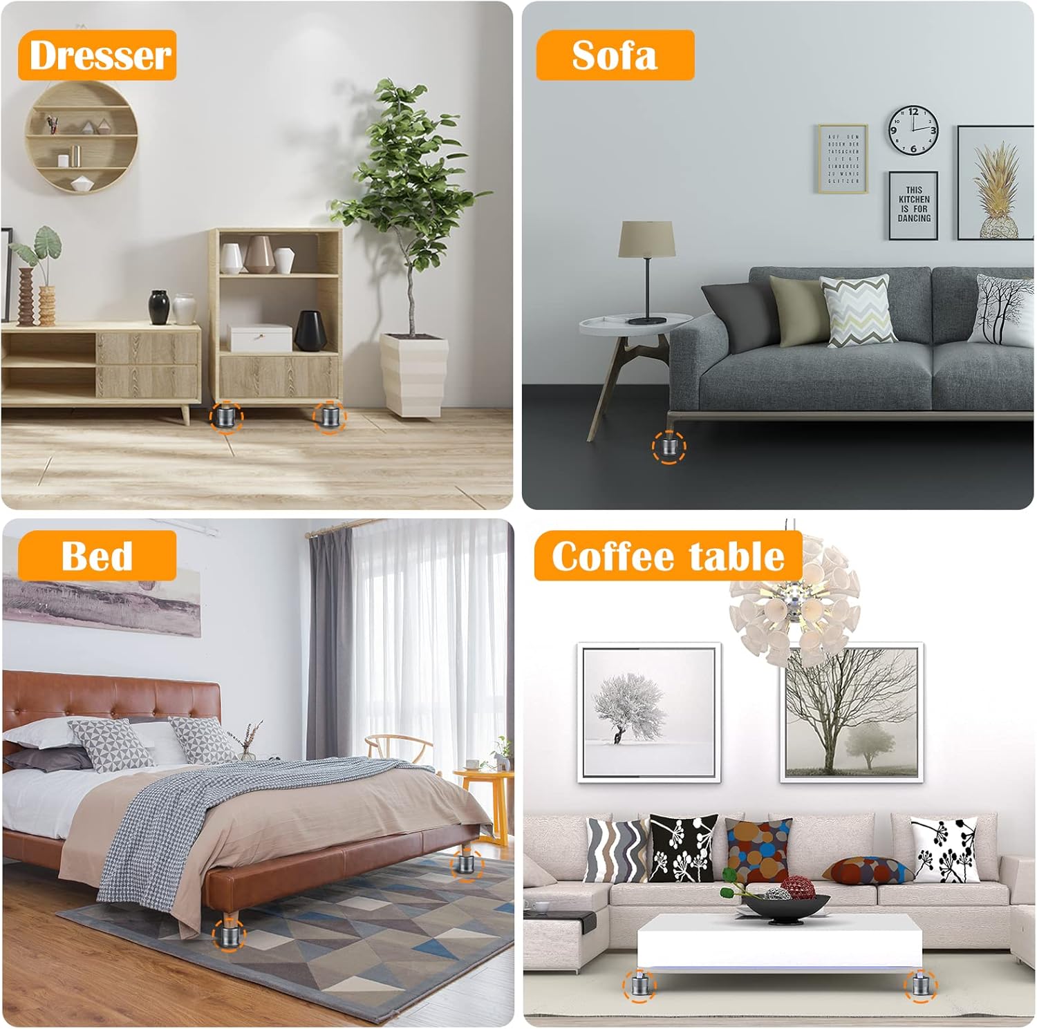 XuenairMetal Bed Risers 4 x 3 inch Adjustable Bed Risers for Sofa dresser Table TV Cabinet