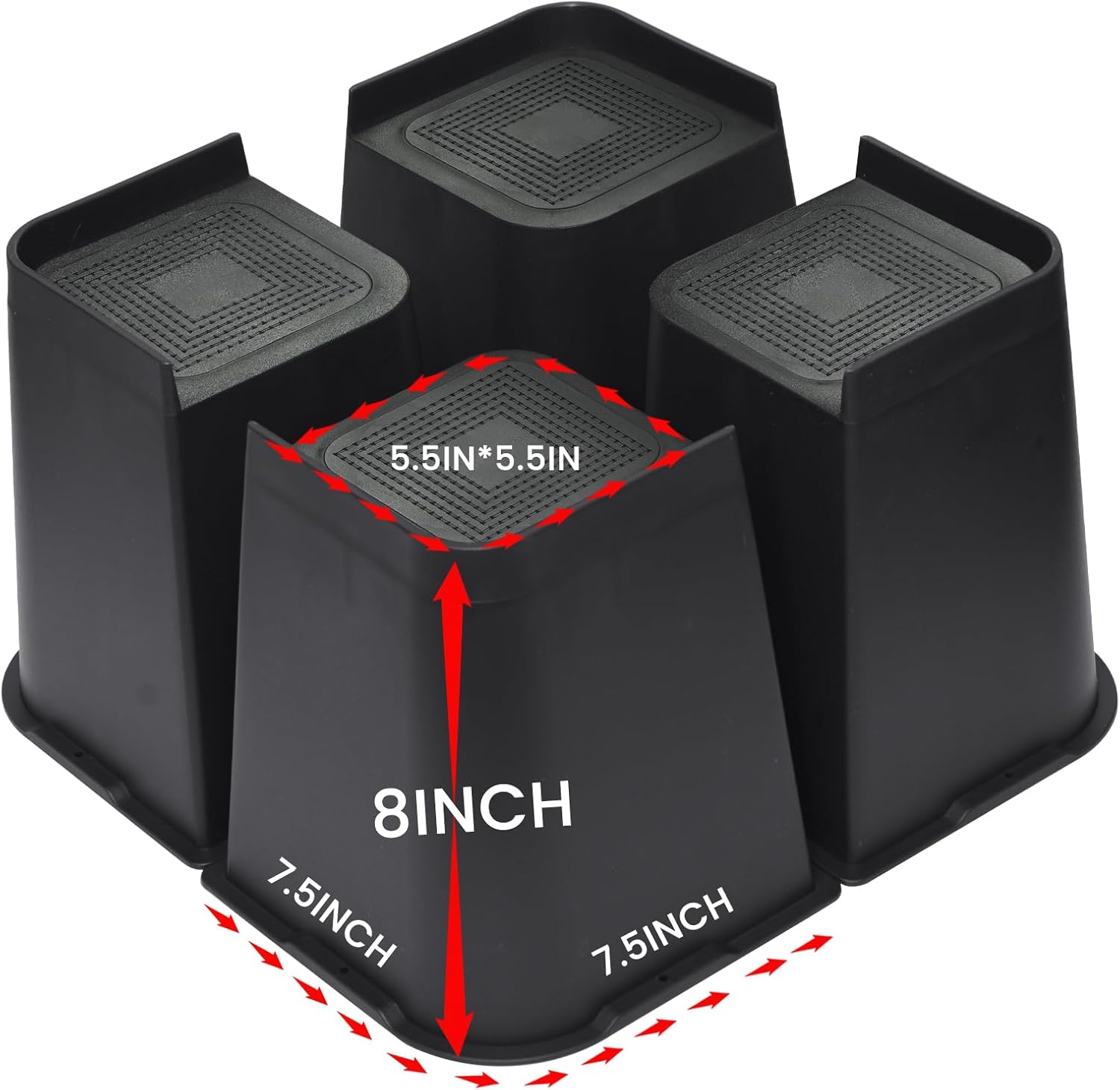 Industrial-Grade Bed Risers 8-Inch Rust-Proof for Sofa Table Chair Black 4-Pack