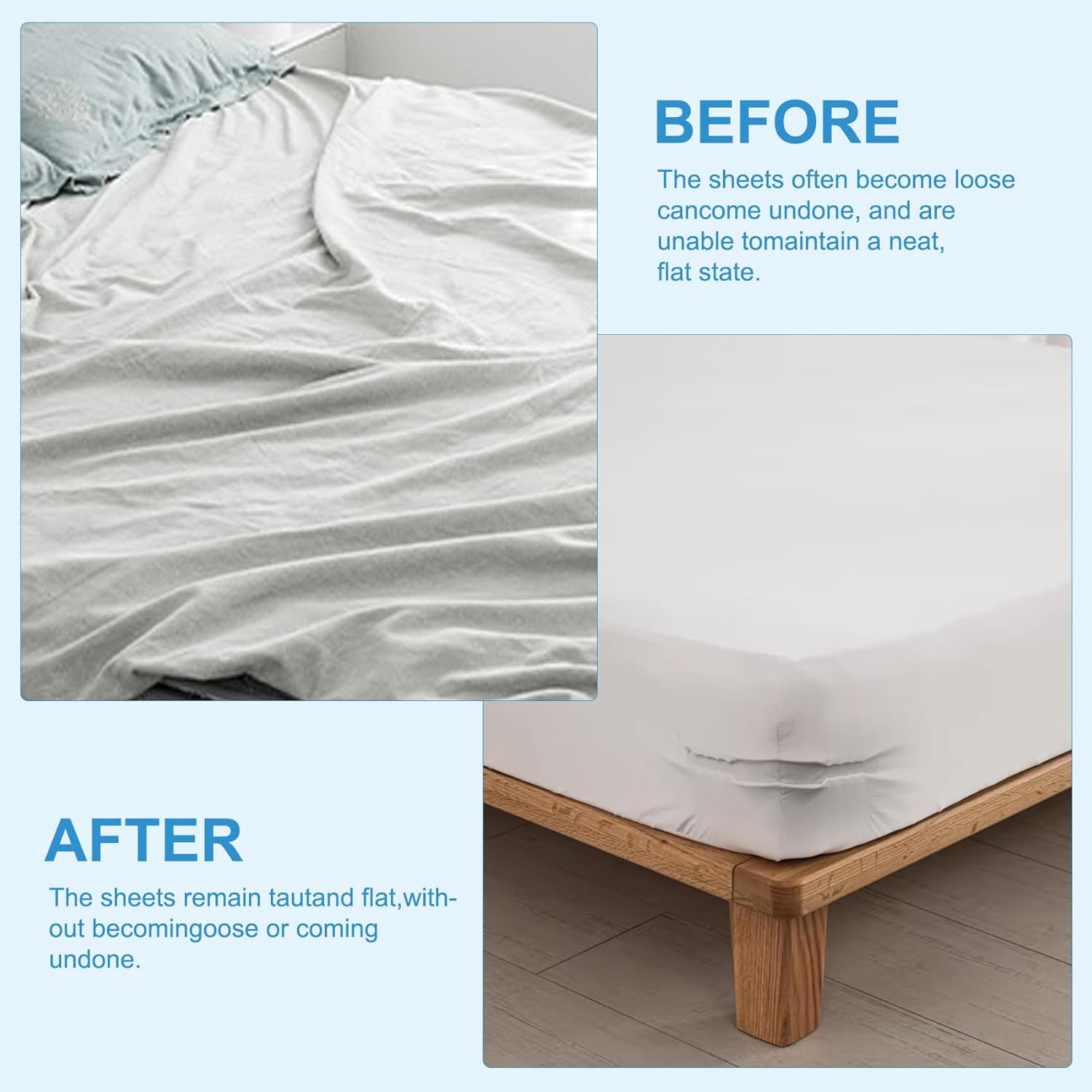 YnipandaHeavy-Duty Bed Sheet Holder with 4PCS Lock Strips for Mattress Keep Sheets Tight Secure in Place